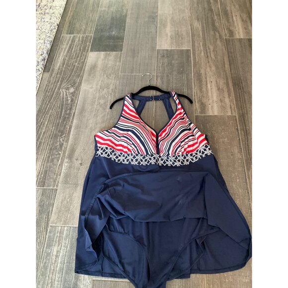 Swim 365 Plus size Swimsuit Women's size 30W Red White Blue One-piece - Picture 4 of 5